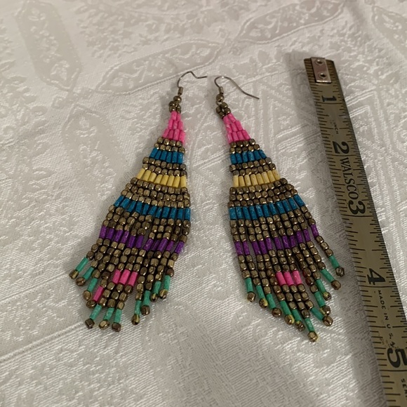 Long multicolor rainbow chandelier pierced earrings 💖Host Pick!💖 - Picture 2 of 2